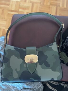 Coach Eliza Camo Shoulder Bag in Olive and Black